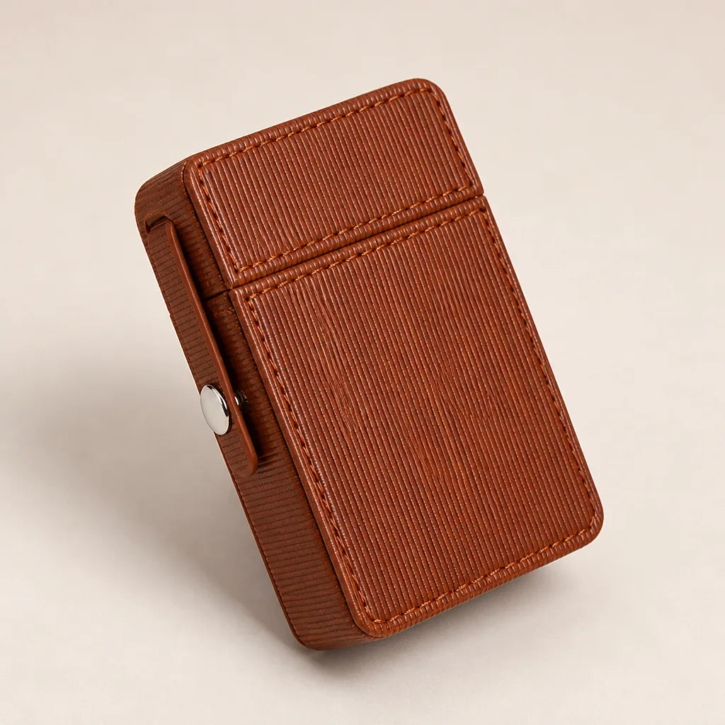 Étui Cigarette Cuir Avec Porte Briquet